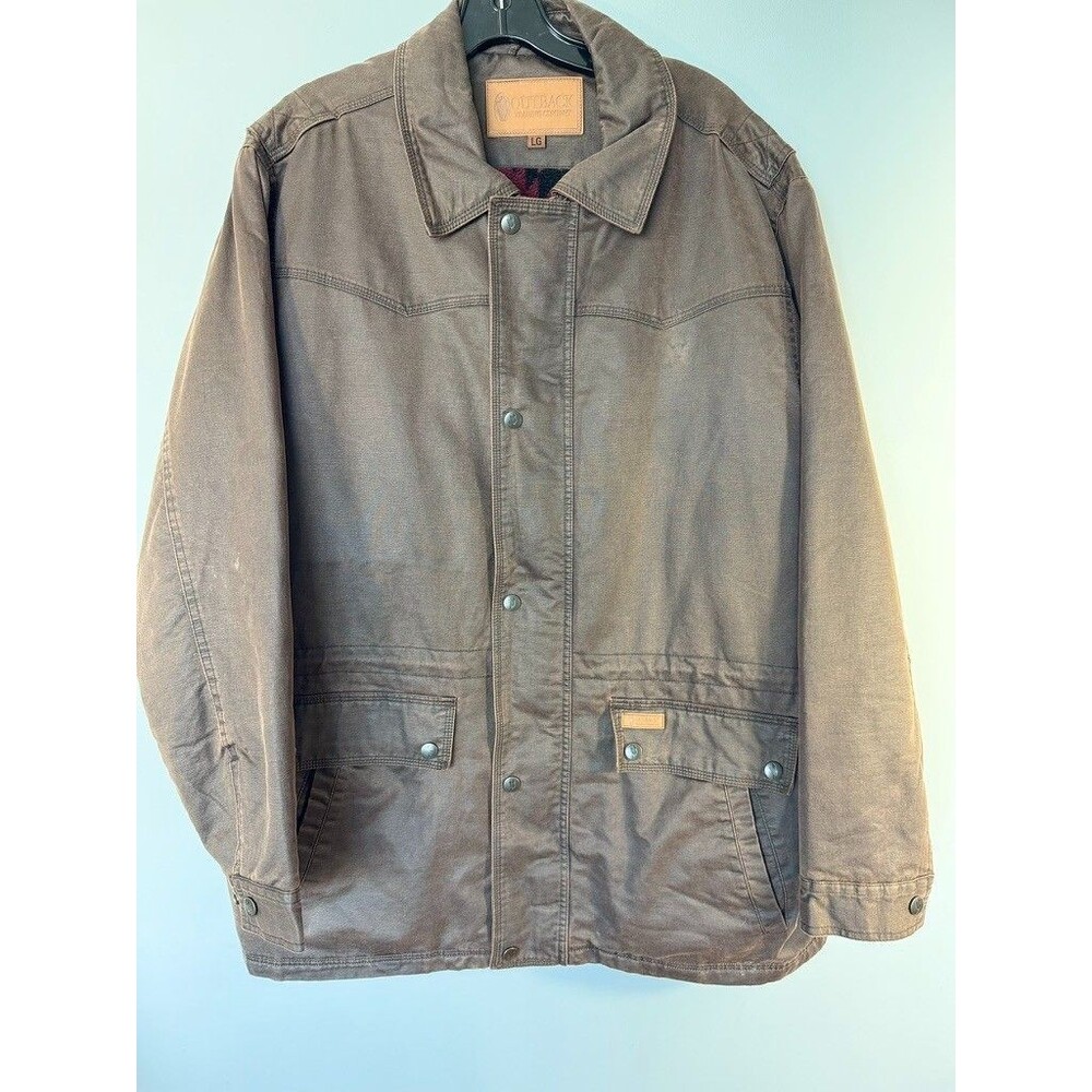 Outback Trading Brown Rancher Water-Resistant Vintage Western Waxed Jacket L